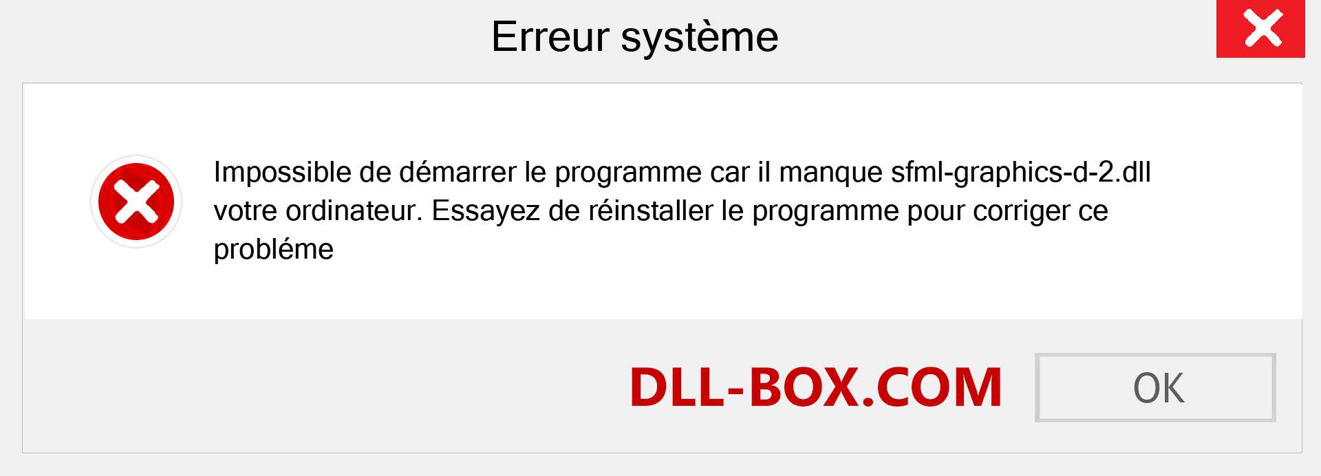 Le fichier sfml-graphics-d-2.dll est manquant ?. Télécharger pour Windows 7, 8, 10 - Correction de l'erreur manquante sfml-graphics-d-2 dll sur Windows, photos, images